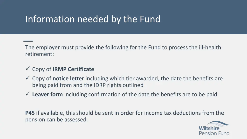 information needed by the fund