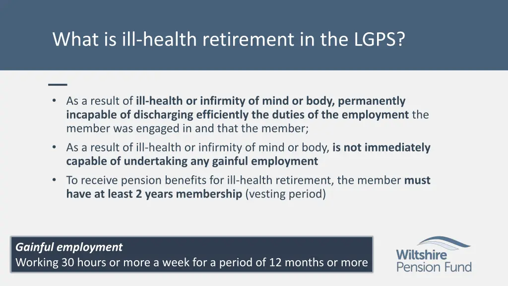 what is ill health retirement in the lgps