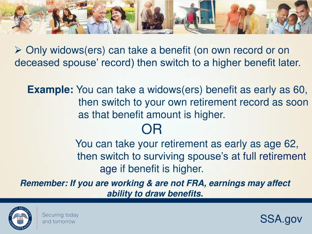 only widows ers can take a benefit on own record