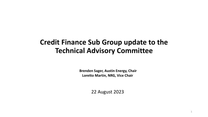 credit finance sub group update to the technical