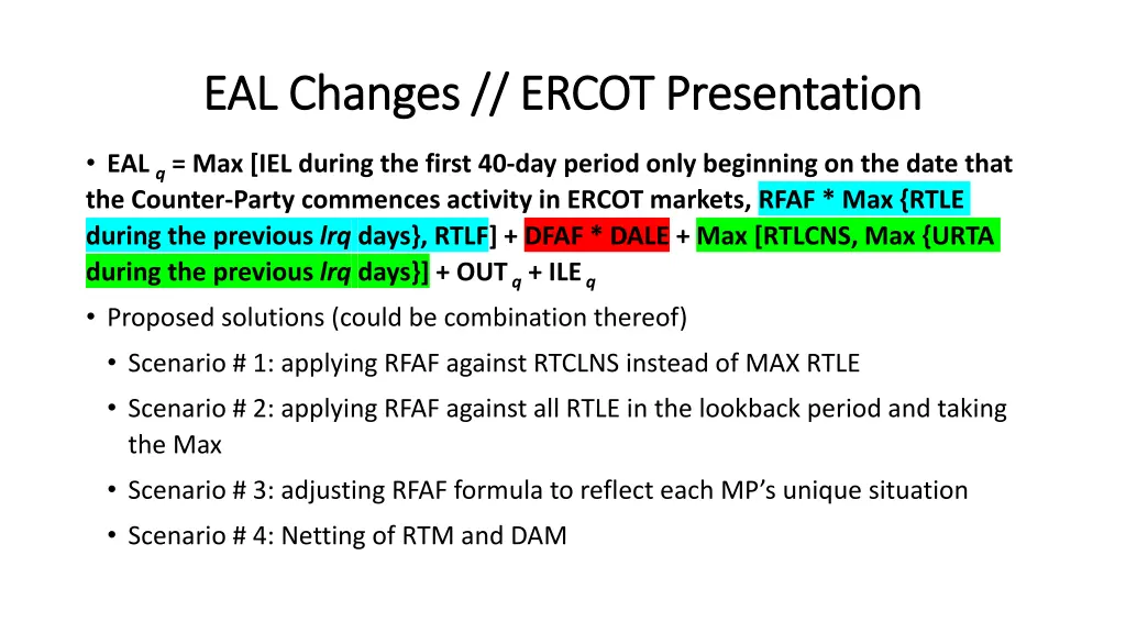 eal changes ercot presentation eal changes ercot