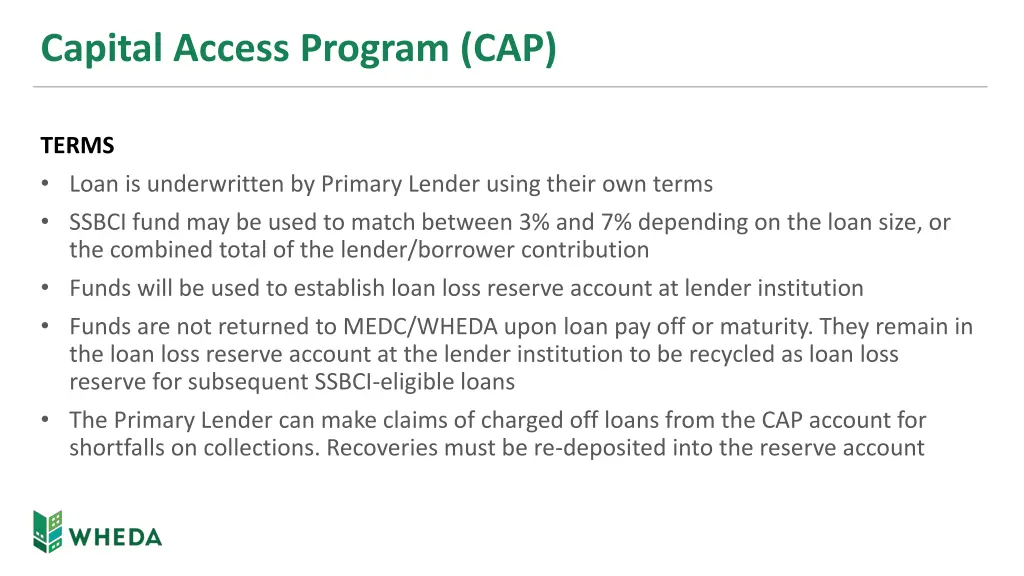 capital access program cap 2