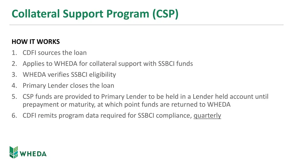 collateral support program csp 1