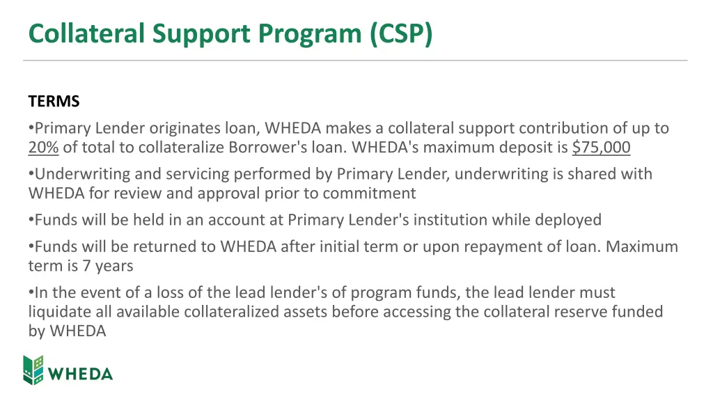 collateral support program csp 2