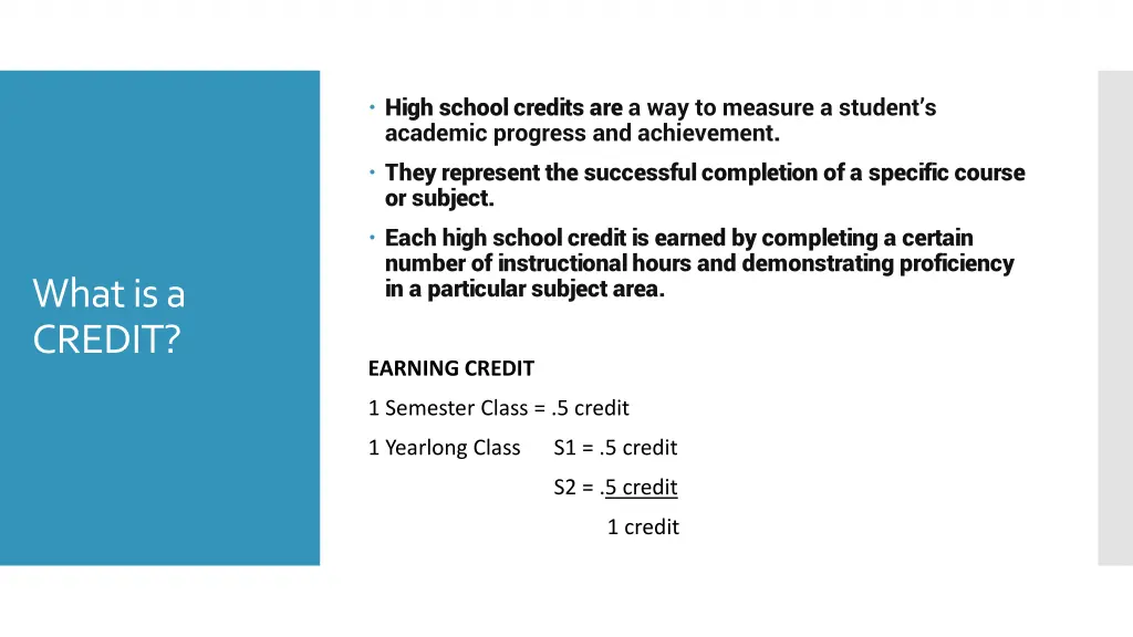 high school credits are a way to measure