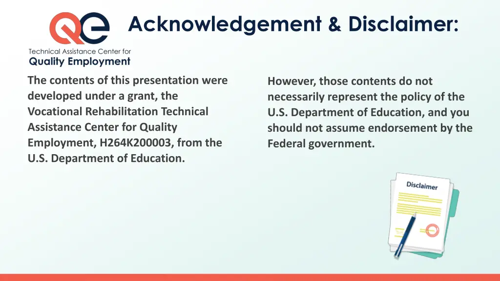 acknowledgement disclaimer