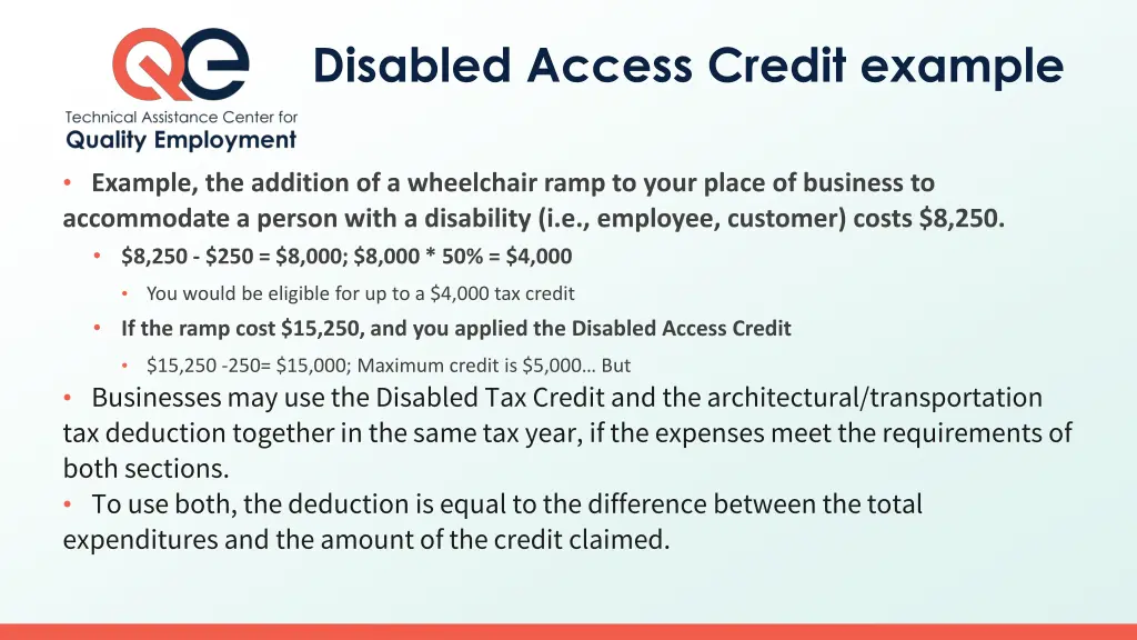 disabled access credit example