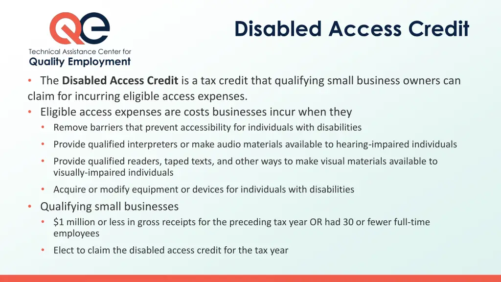 disabled access credit