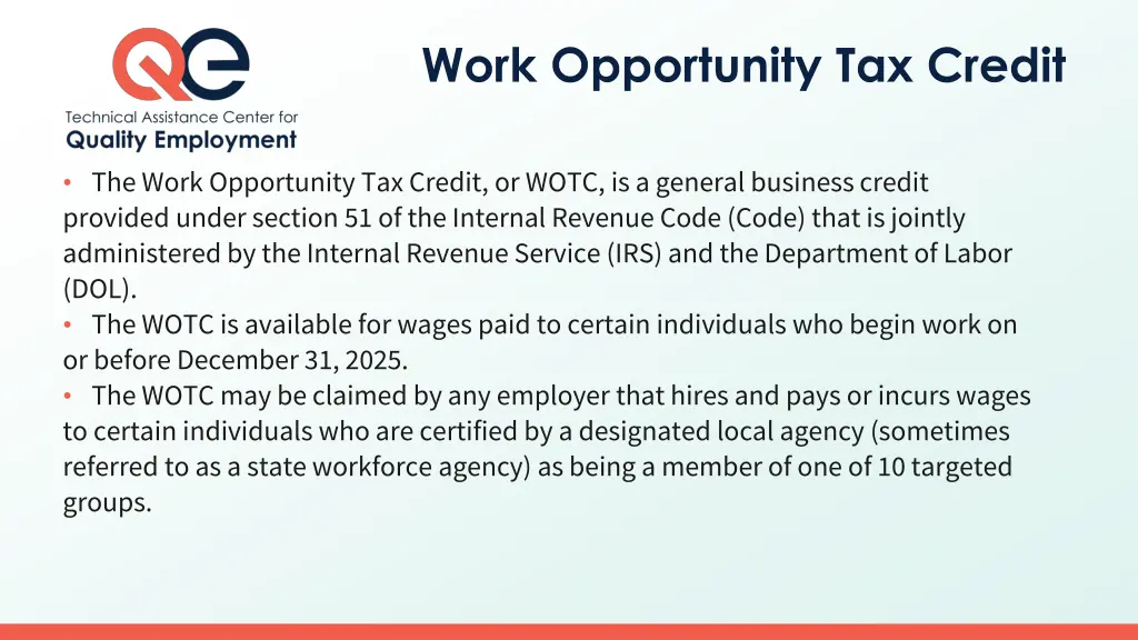 work opportunity tax credit 1