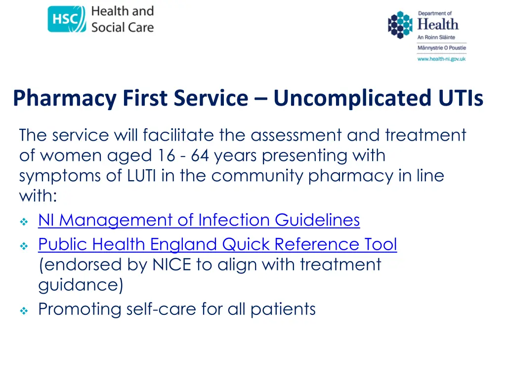 pharmacy first service uncomplicated utis