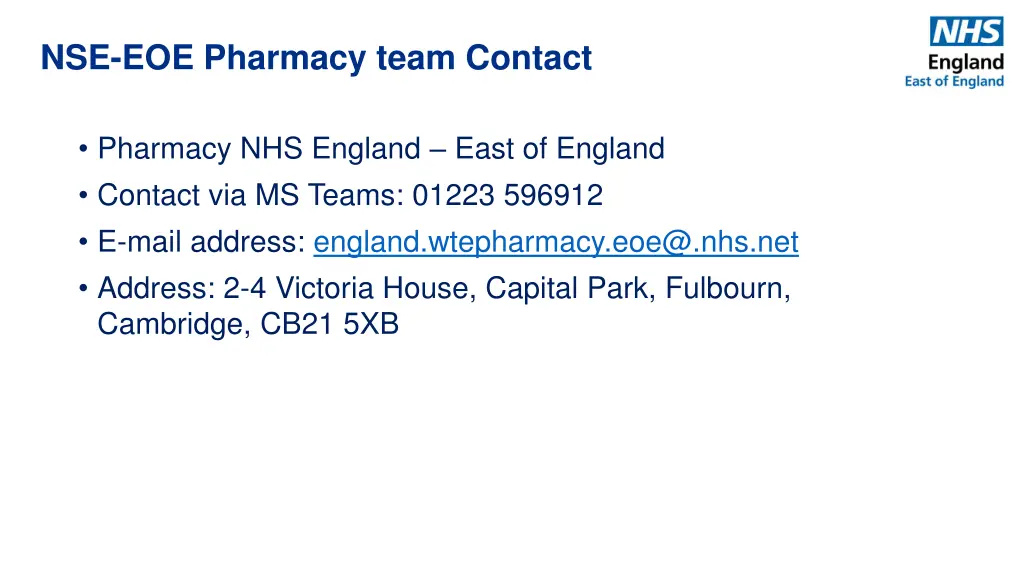 nse eoe pharmacy team contact