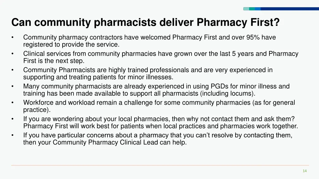 can community pharmacists deliver pharmacy first