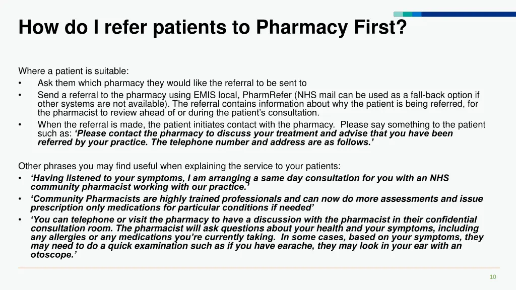 how do i refer patients to pharmacy first 1