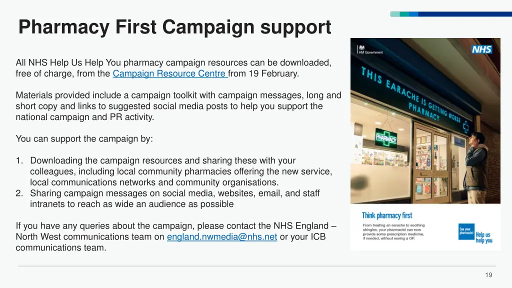 pharmacy first campaign support