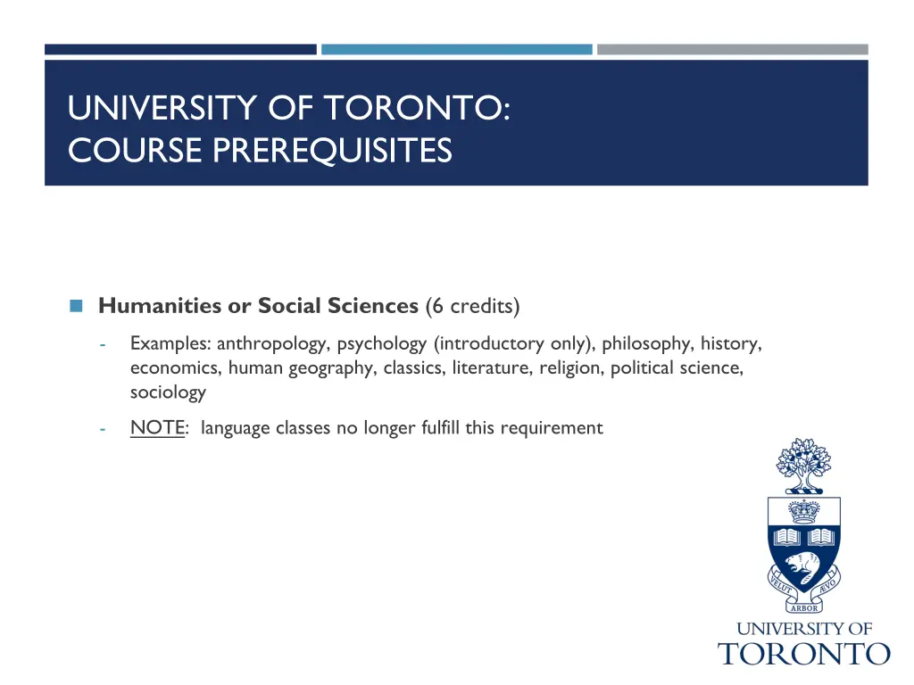 university of toronto course prerequisites