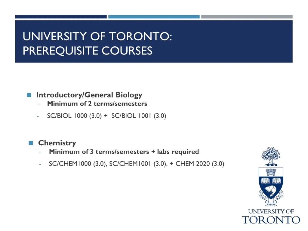 university of toronto prerequisite courses