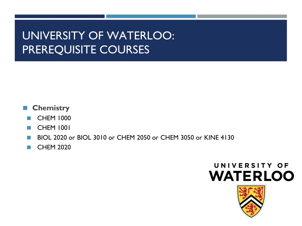 university of waterloo prerequisite courses 1