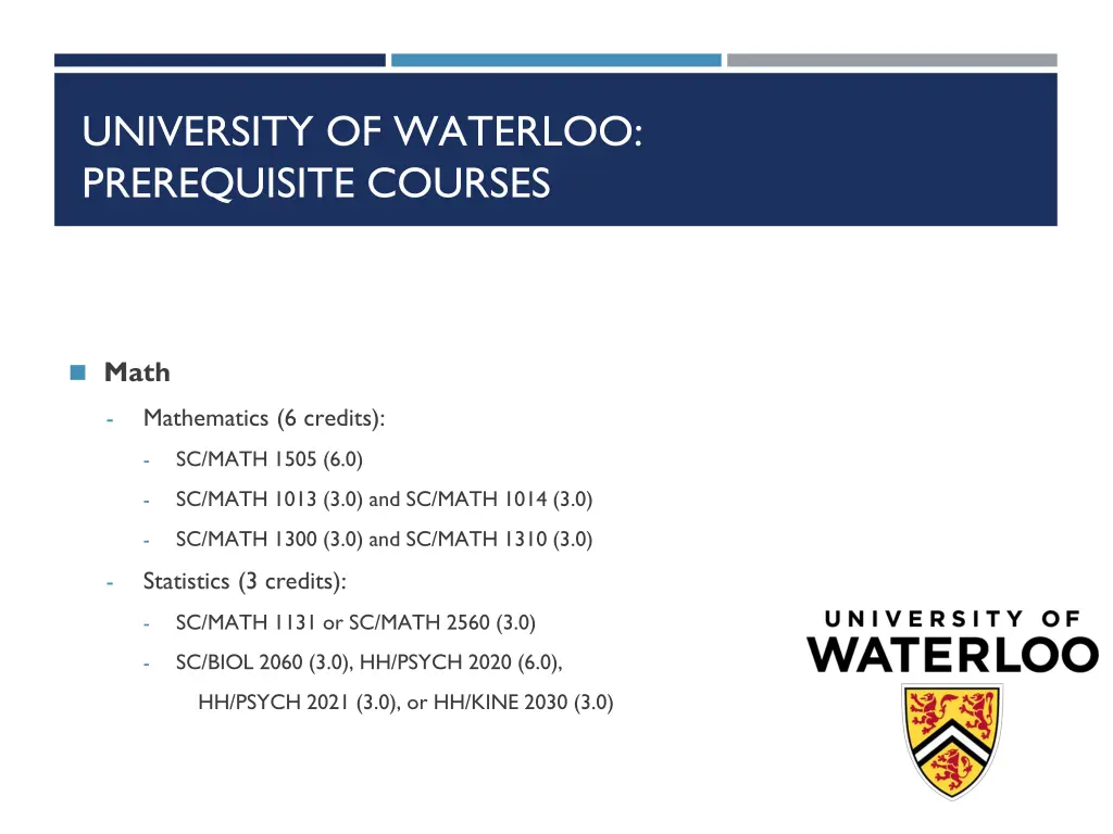 university of waterloo prerequisite courses 3