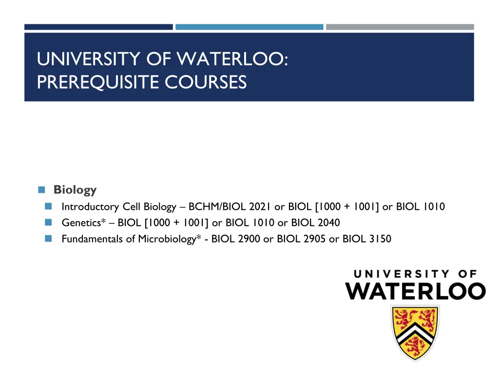 university of waterloo prerequisite courses