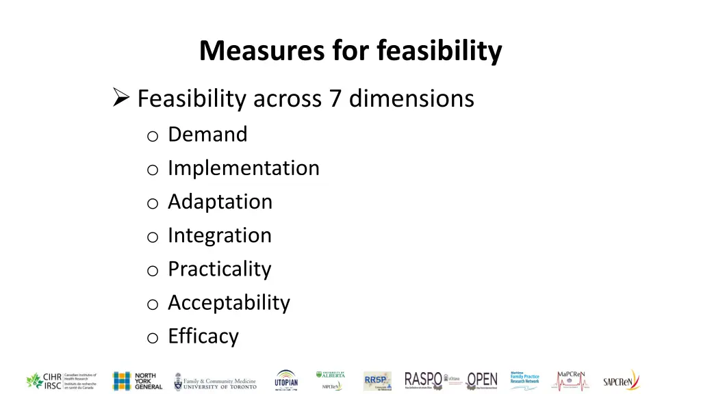 measures for feasibility