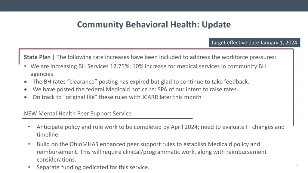 community behavioral health update