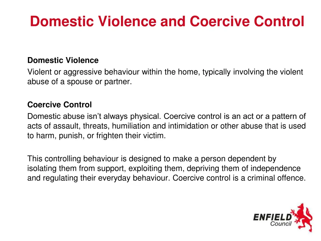 domestic violence and coercive control