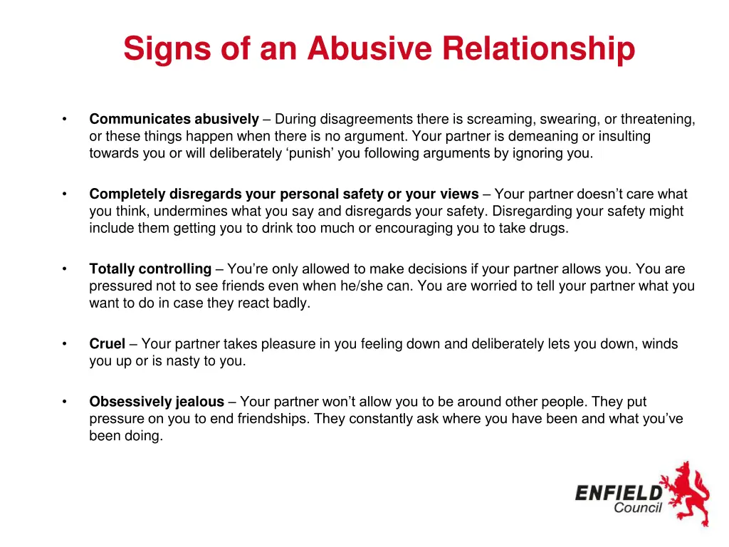 signs of an abusive relationship