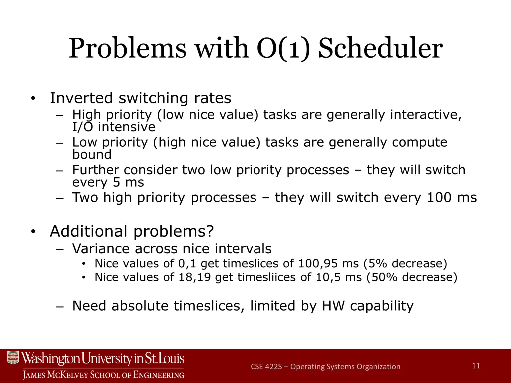 problems with o 1 scheduler 1