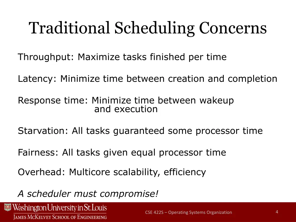 traditional scheduling concerns