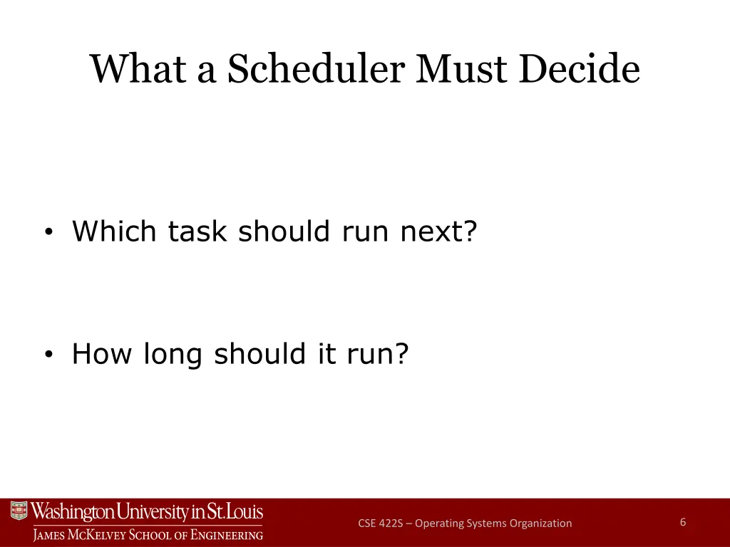 what a scheduler must decide