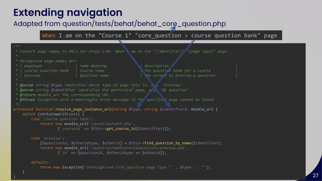 extending navigation adapted from question tests