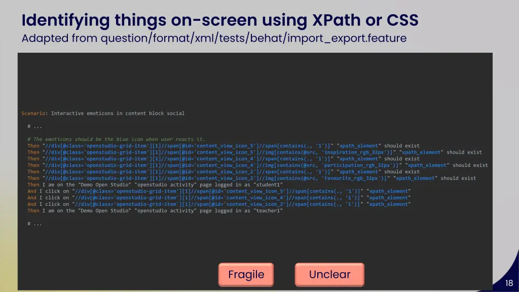 identifying things on screen using xpath