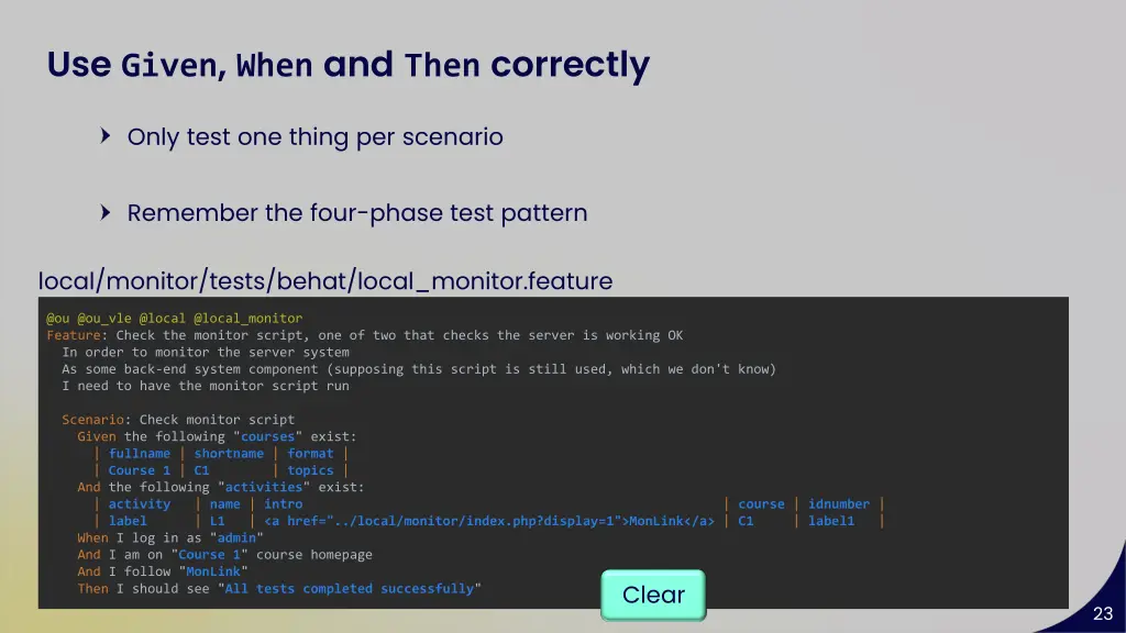 use given when and then correctly