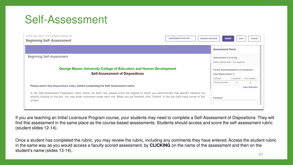 self assessment