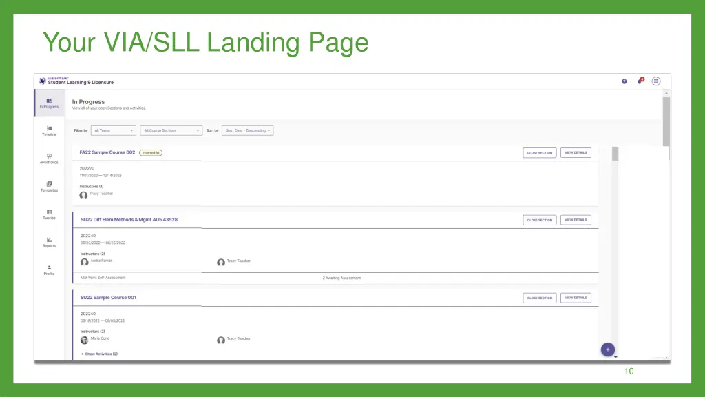 your via sll landing page