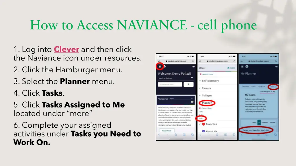 how to access naviance cell phone