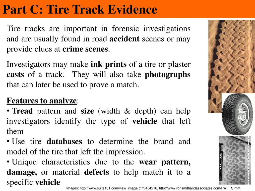 part c tire track evidence