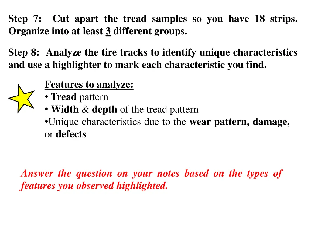 step 7 cut apart the tread samples so you have