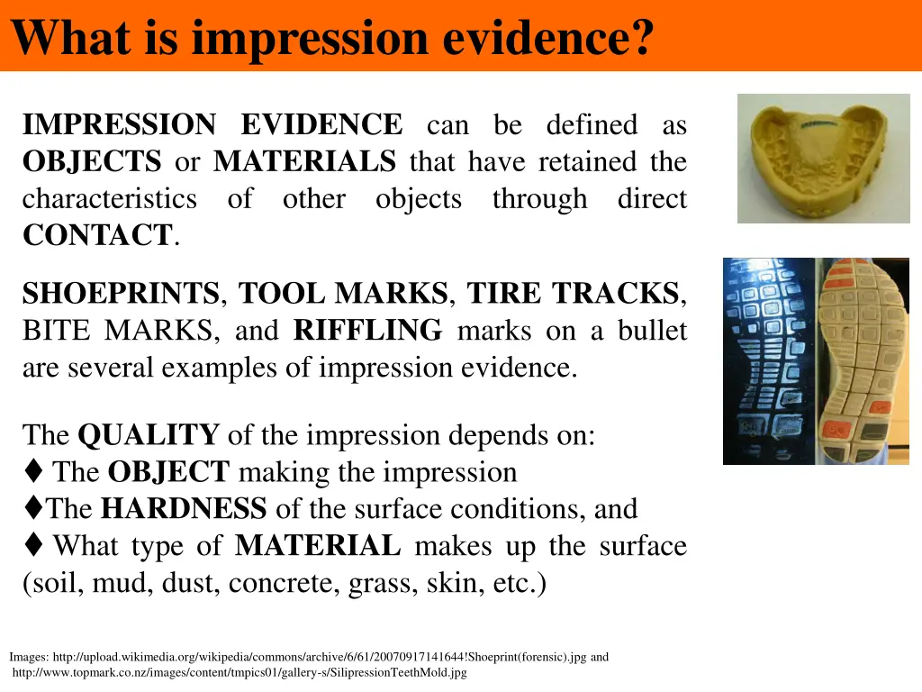 what is impression evidence