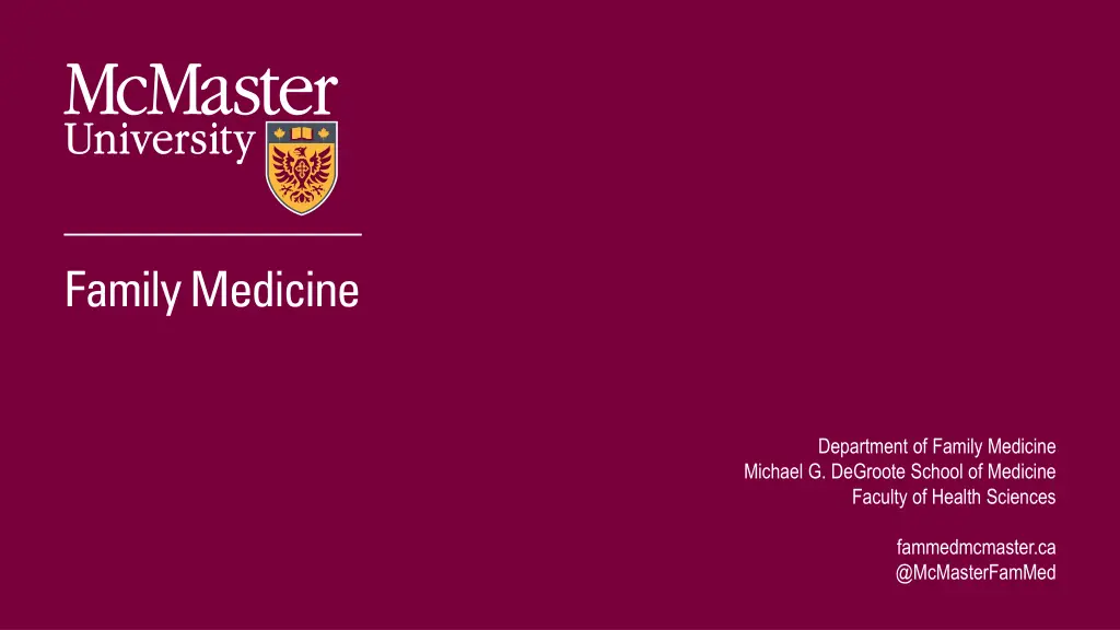 department of family medicine michael g degroote