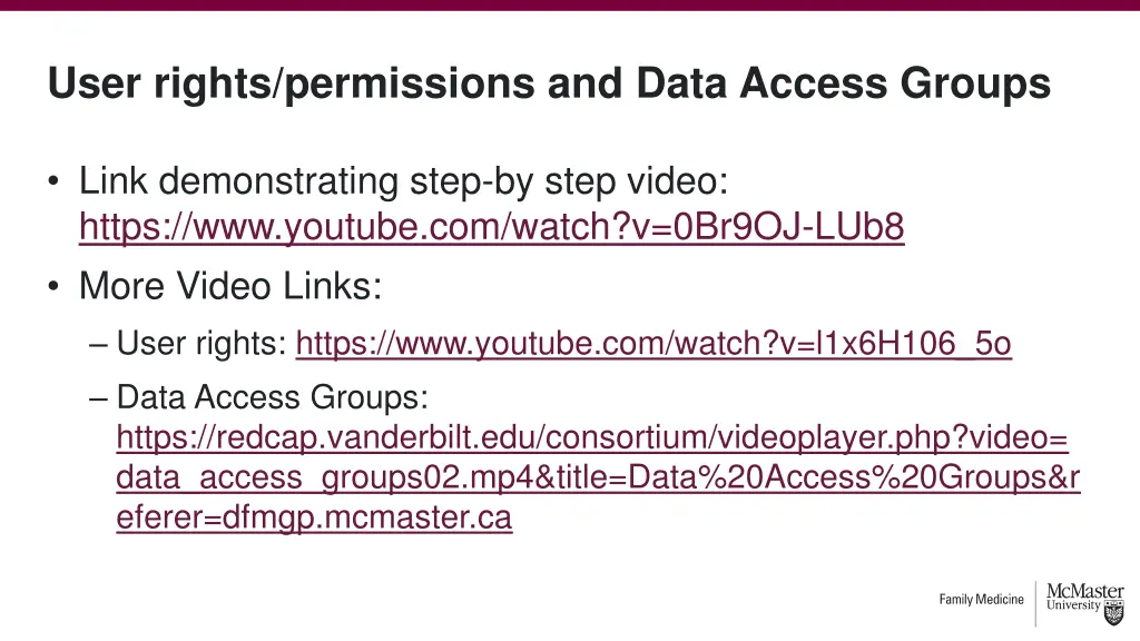 user rights permissions and data access groups