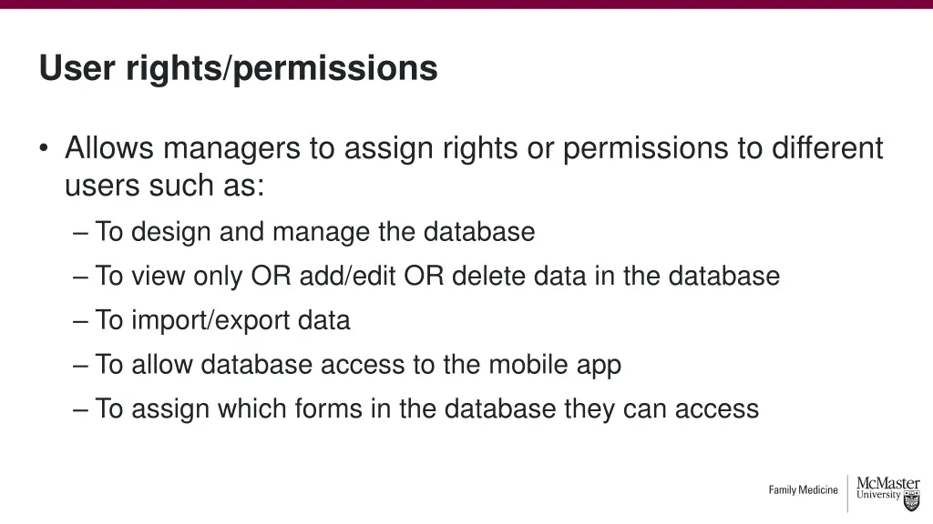 user rights permissions