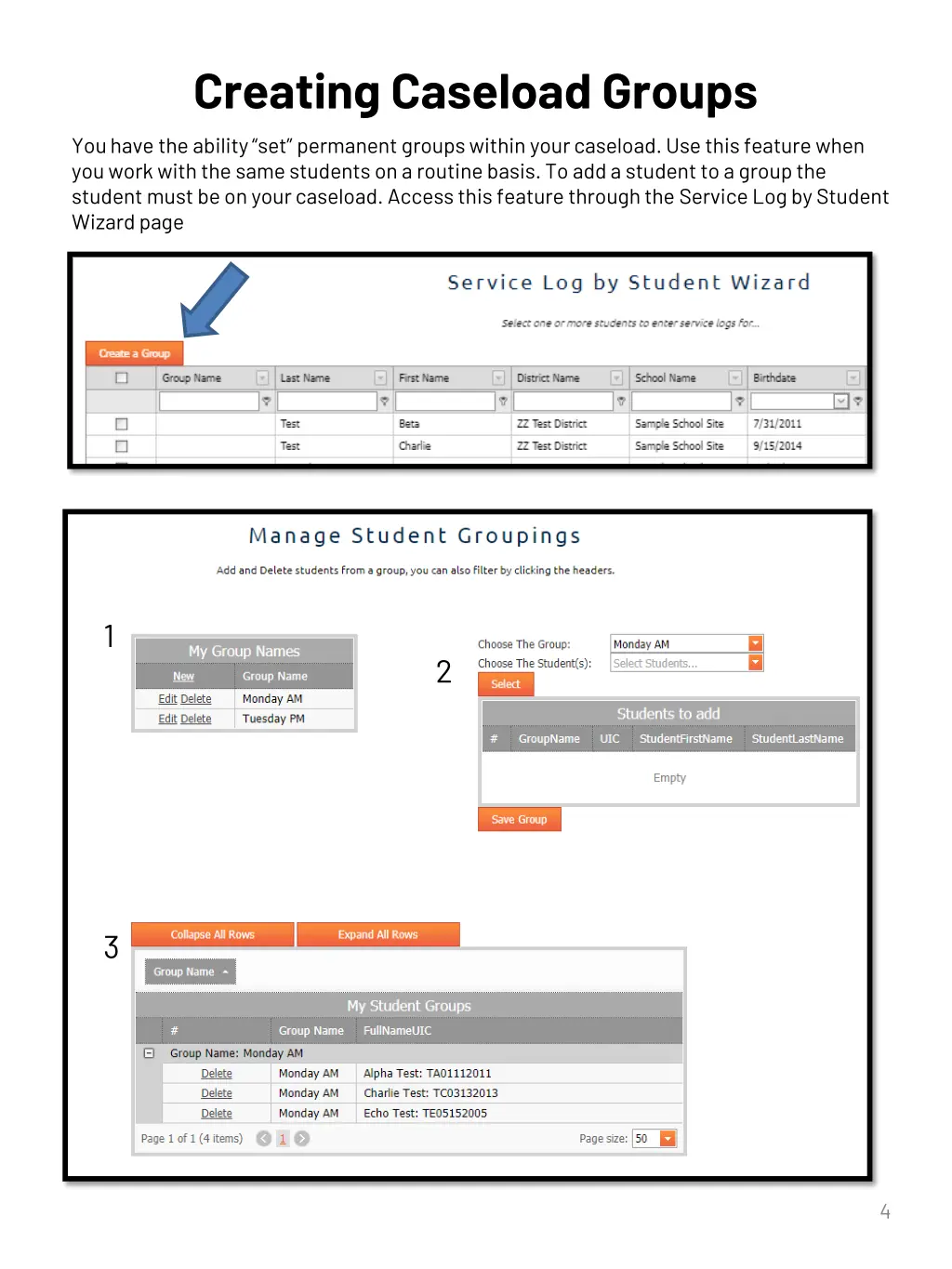 creating caseload groups