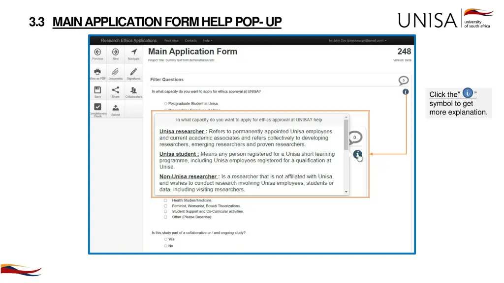 3 3 main application form help pop up