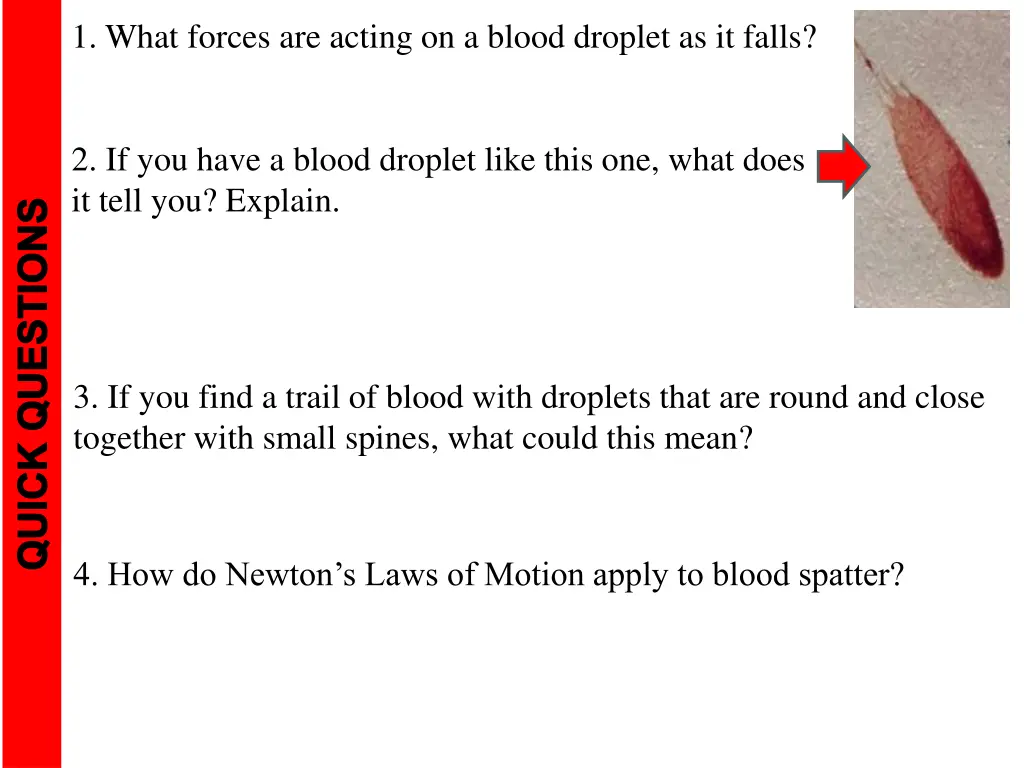 1 what forces are acting on a blood droplet