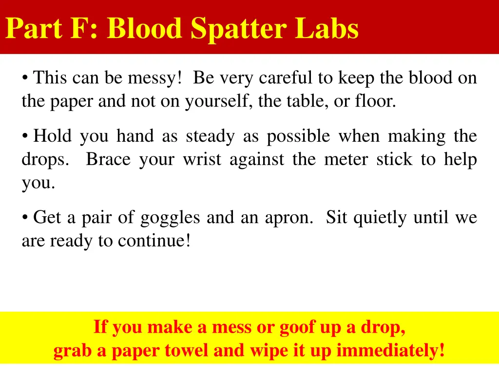 part f blood spatter labs