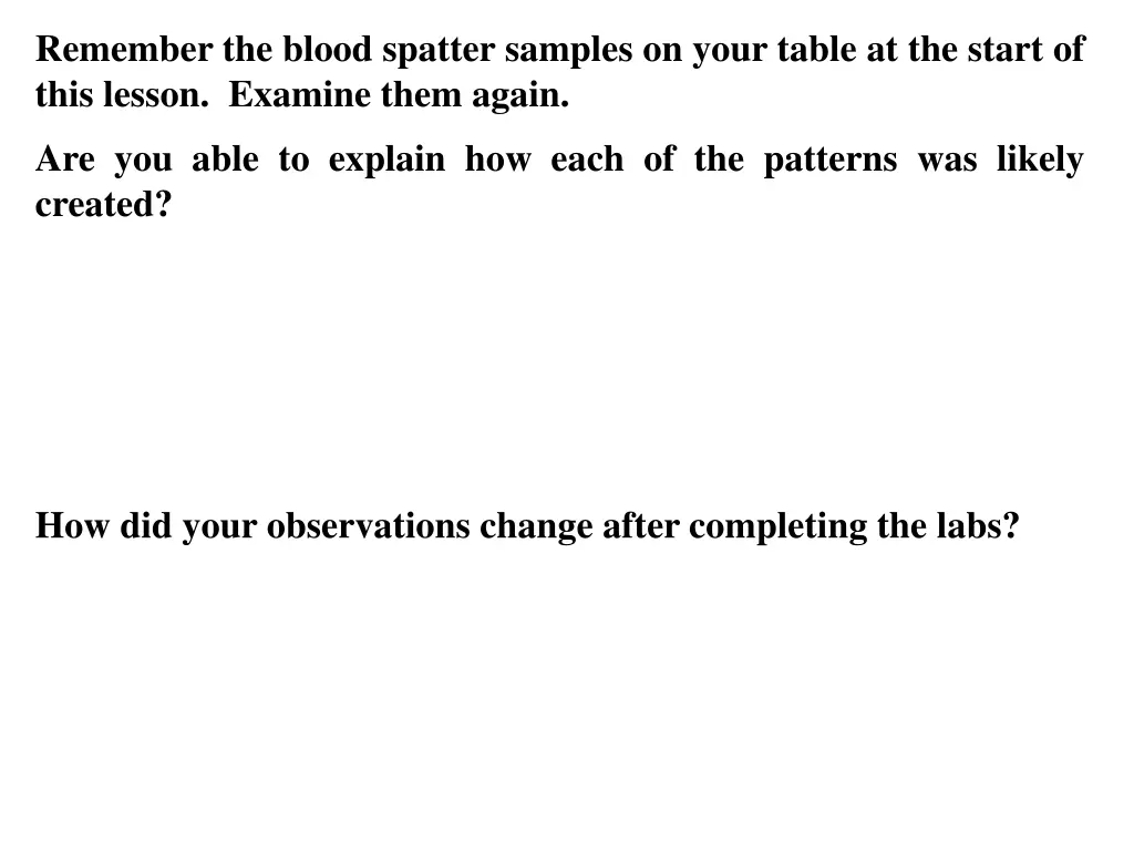 remember the blood spatter samples on your table