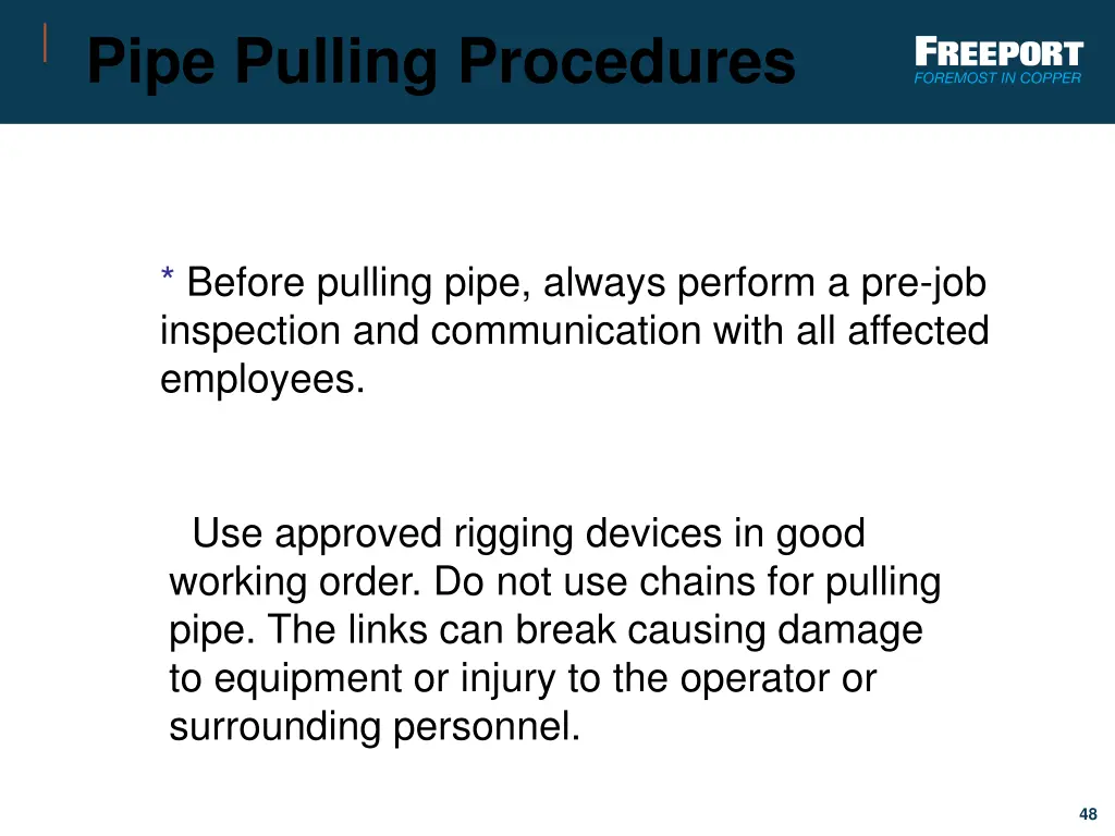 pipe pulling procedures