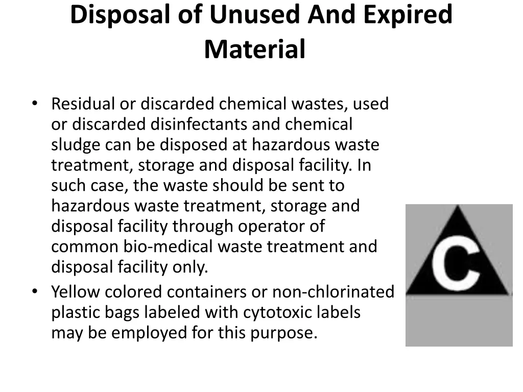 disposal of unused and expired material 1