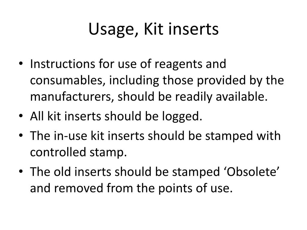 usage kit inserts